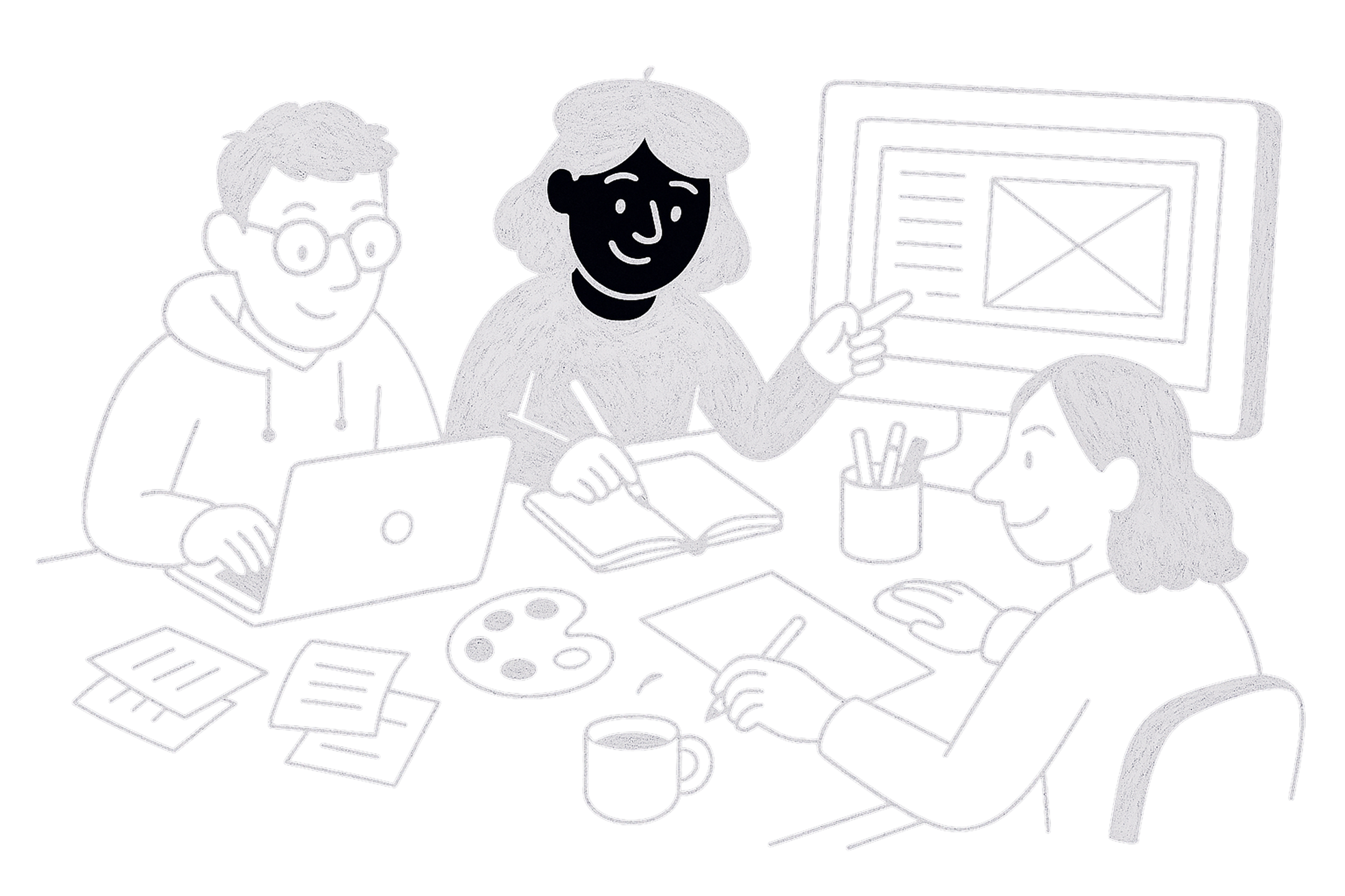 Collaboration illustration - dark mode